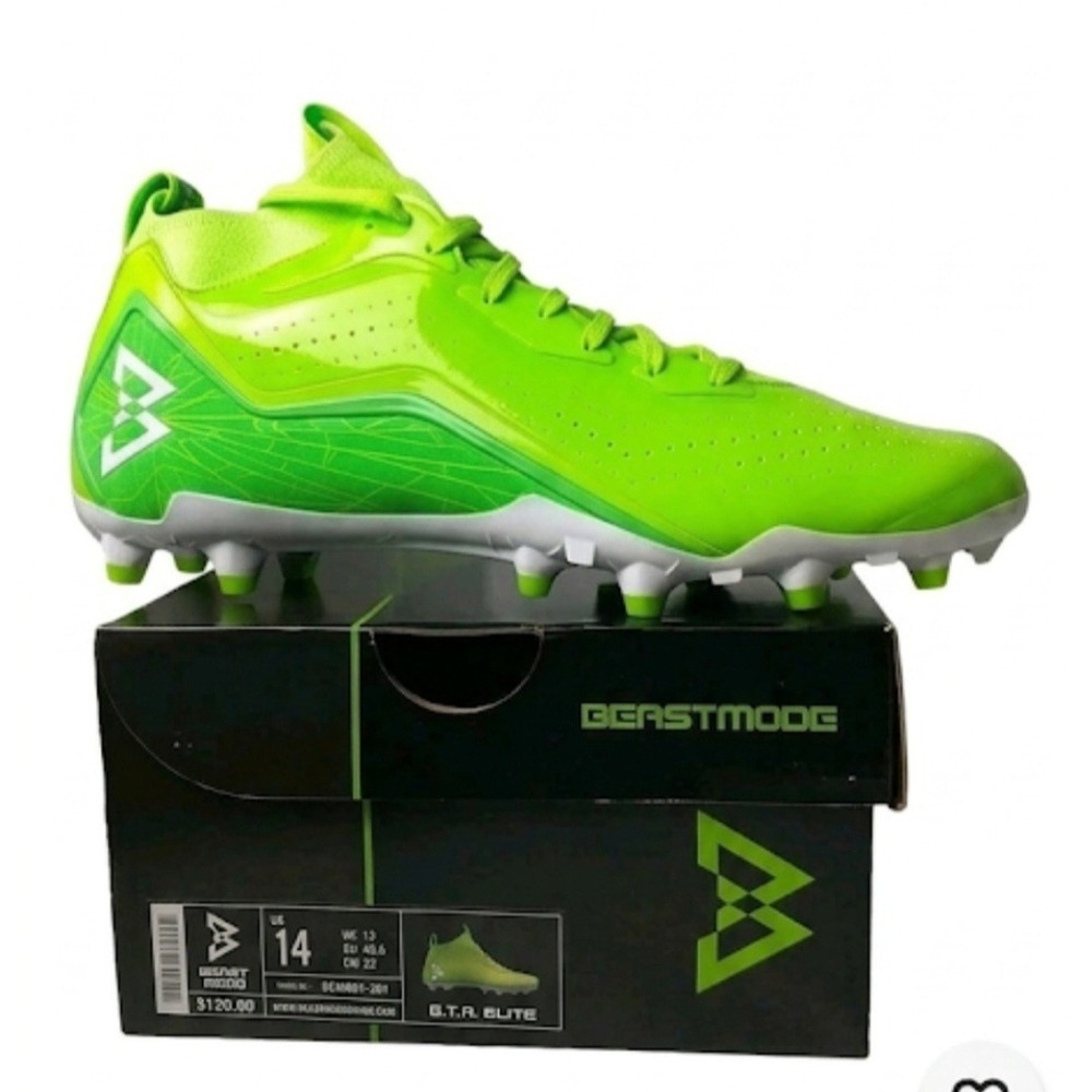 Beastmode B.T.R. Elite Football Cleats Neon Green BCM001-301 Mens 14 NEW